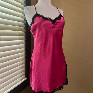 Victoria's Secret Fuchsia Chemise with Black Lace